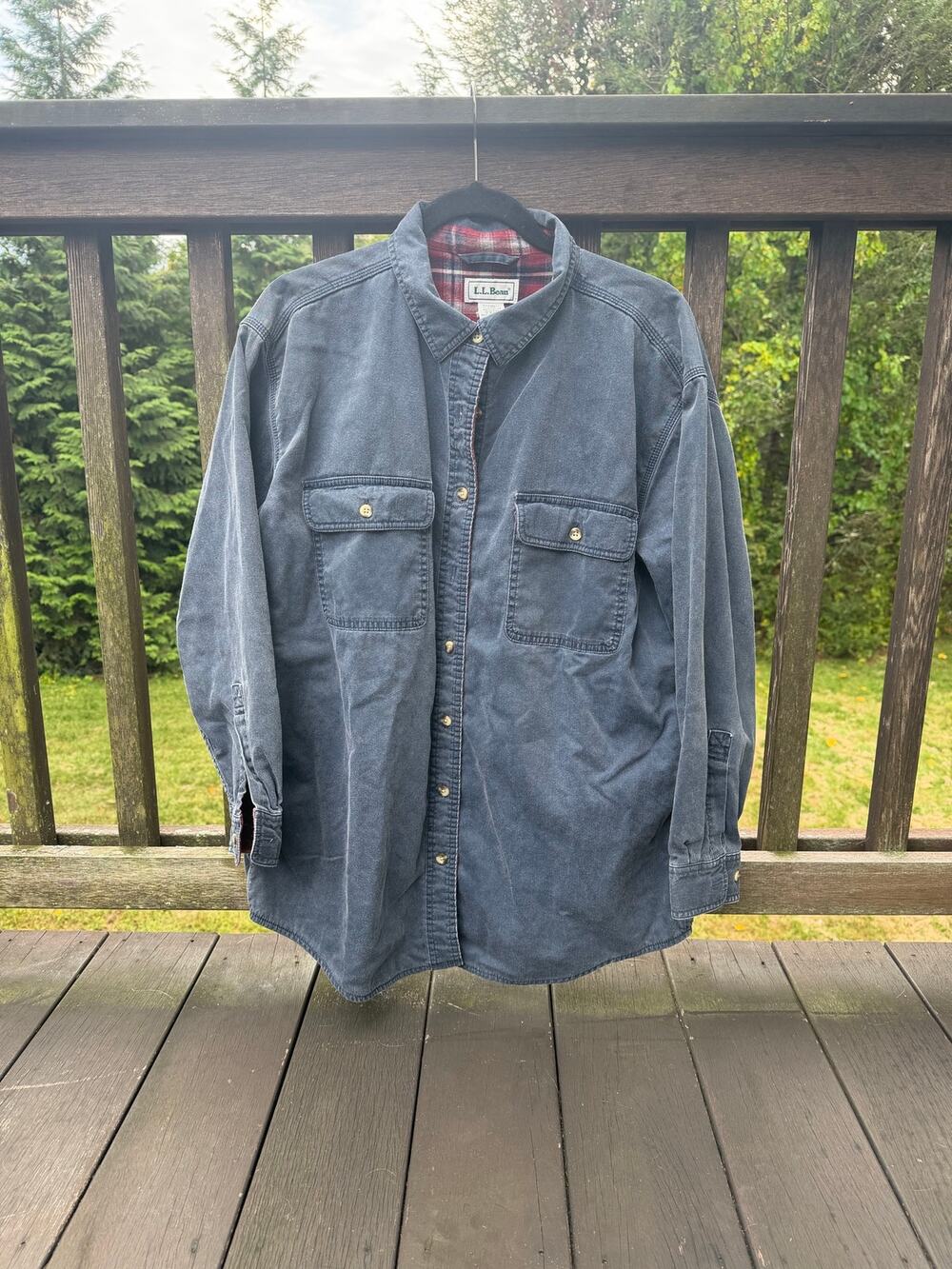L.L.Bean Blue Flannel Lined Denim Shirt Jacket Women’s Large